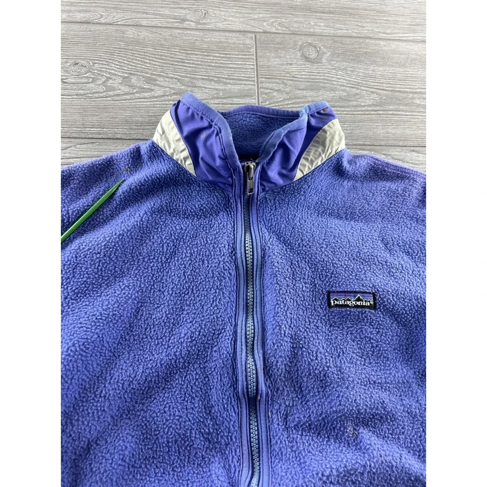 Patagonia Fleece Jacket Youth XL (14) Purple Full Zip Vintage Long Sleeve